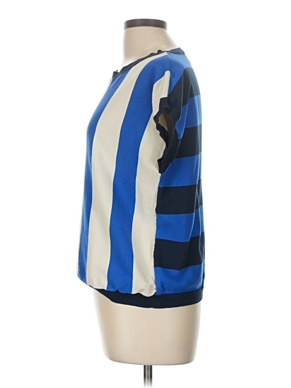 Mapoesie Paris Buren Marin Knit Sweater Top Blue White Striped Beachy Coastal - Picture 6 of 9